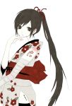  blush japanese_clothes kimono nagone_mako ponytail pug_(pixiv) thigh-highs thighhighs utau 