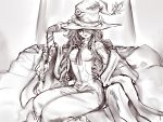  character_request hair_over_one_eye hat highres ledjoker07 long_hair monochrome witch_hat 