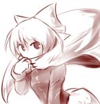  1girl bow cape hair_bow looking_at_viewer monochrome sekibanki short_hair sketch skirt solo touhou white_background wool_(miwol) 
