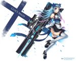  1girl blue_hair elbow_gloves gia gloves gun maid original solo thigh-highs violet_eyes weapon 