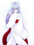  1girl cappuccino1 japanese_clothes kimono long_hair oyuki_(urusei_yatsura) ponytail purple_hair red_eyes solo urusei_yatsura 