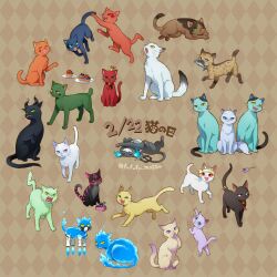  ace_trappola animal animalization azul_ashengrotto blue_fire cat cat_day cater_diamond commentary_request creature crown deuce_spade dragon_horns epel_felmier fire fire_body fish floyd_leech food funuyu grim_(twisted_wonderland) highres horns idia_shroud jack_howl jade_leech jamil_viper kalim_al-asim leona_kingscholar lilia_vanrouge malleus_draconia mini_crown mouse_(animal) mouth_hold no_humans ortho_shroud pastry riddle_rosehearts rook_hunt ruggie_bucchi sebek_zigvolt silver_(twisted_wonderland) translation_request trey_clover twisted_wonderland vil_schoenheit 