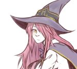  1girl blazblue blazblue_phase_0 bust cape hair_over_one_eye hat konoe_a_mercury long_hair lowres pink_hair simonadventure solo witch_hat yellow_eyes 