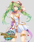  1girl bracelet breasts cleavage fairy_princess green_hair jewelry long_hair necklace original shina_shina solo thighlet twintails violet_eyes 
