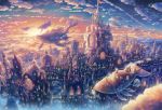  building cityscape clouds kemi_neko no_humans original scenery ship sky sun whale 