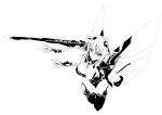  1girl absurdres braid breasts choujigen_game_neptune cleavage fi-san highres monochrome solo v weapon wings 