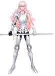  1girl armor blue_eyes long_hair pink_hair shoujo_kakumei_utena solo sword tenjou_utena weapon ytsuken 