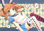  1girl :3 animal_ears apron asymmetrical_legwear blue_eyes blush card cat_ears heart idolmaster idolmaster_2 key orange_hair puffy_sleeves short_hair short_sleeves smile solo suimya tagme takatsuki_yayoi thigh-highs twintails 