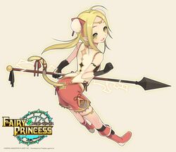  1girl blonde_hair fairy_princess gloves highres mizuki_kiyoshi solo tail weapon yellow_eyes 