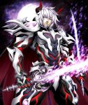  1boy armor horns kakusei_avenger nao_yuki original sword weapon white_hair 