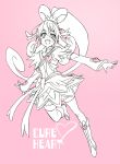  1girl :d aida_mana character_name cure_heart dokidoki!_precure ichihara2929 monochrome open_mouth pink_background precure simple_background smile solo 