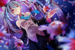  aqua_hair fish goldfish hatsune_miku hibiya long_hair necktie twintails underwater violet_eyes vocaloid 