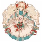  1girl blonde_hair bouquet dress flower kagerou_project long_hair mary_(kagerou_project) red_eyes shina_000 