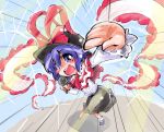  1girl arm_up ascot capelet hat hat_ribbon long_sleeves looking_at_viewer microphone nagae_iku open_mouth outstretched_arm perspective purple_hair ribbon shawl shinapuu shirt singing skirt smile solo touhou violet_eyes 