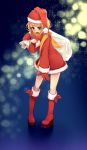  1girl aobara blonde_hair blush boots hat kagamine_rin sack santa_costume santa_hat scarf skirt solo vocaloid 