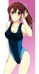  1girl brown_eyes brown_hair competition_swimsuit free! long_hair matsuoka_gou one-piece_swimsuit ponytail swimsuit tsuzuki_azusa 