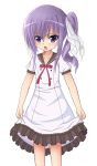 fujii_masami highres open_mouth purple_hair ribbon rou-kyuu-bu! school_uniform side_ponytail violet_eyes