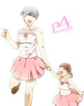  1boy 1girl brown_hair crossdressinging doujima_nanako doujima_nanako_(cosplay) grey_hair holding_hands narukami_yuu persona persona_4 sakaikurinea short_hair side_ponytail 