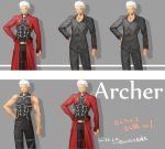  archer costume_chart dark_skin fate/hollow_ataraxia fate_(series) grey_eyes highres parody washizu0808 white_hair 