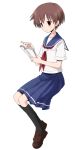  1girl book brown_hair highres loafers miyanaga_saki reading rm saki school_uniform serafuku shoes short_hair sitting solo 