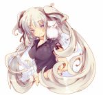  1girl blush breasts feathers long_hair mabinogi masirosu simple_background smile solo twintails very_long_hair white_background 