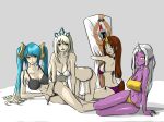  absurdres aqua_hair artist_request bikini dakimakura highres janna_windforce league_of_legends leona_(league_of_legends) pantheon_(league_of_legends) purple_skin sona_buvelle soraka swimsuit 