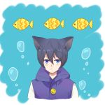  1boy :/ animal_ears blue_eyes blue_hair bubble cat_ears fish free! male ryuugazaki_rei short_hair 