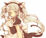 1girl animal_ears blush breasts cat_ears long_hair looking_at_viewer mabinogi maid masirosu simple_background solo white_background 