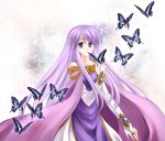  1girl 74 bridal_gauntlets butterfly cape circlet dress fire_emblem fire_emblem:_seisen_no_keifu long_hair purple_hair solo very_long_hair violet_eyes yuria_(fire_emblem) 