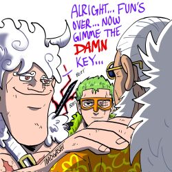 long_hair monkey_d._luffy monkey_d_luffy multiple_boys one_piece roronoa_zoro scopper_gaban short_hair toadgashi