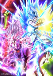  4boys aura black_vest blue_aura broly_(dragon_ball_super) cell_max crossed_arms dragon_ball dragon_ball_super dragon_ball_z_dokkan_battle gogeta gohan_beast green_aura hannaee9 highres legendary_super_saiyan makankousappou male_focus metamoran_vest multiple_boys pants powering_up son_gohan sparkle sparkling_aura super_saiyan super_saiyan_blue transcendent_blazer vest 