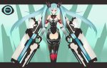  blue_hair guns hatsune_miku headphone long_hair mecha_musume 