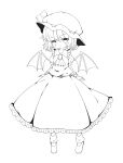  1girl absurdres ascot hat highres lineart looking_at_viewer monochrome remilia_scarlet risshu smile solo touhou wings 