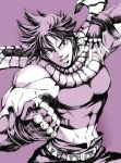  1boy fingerless_gloves gloves jojo_no_kimyou_na_bouken joseph_joestar_(young) midriff monochrome osusitan scarf solo 