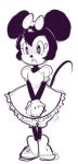  1girl animal_ears black_skin bow disney gloves hair_bow minnie_mouse mouse_ears mouse_tail puffy_sleeves sho-n-d short_hair sketch solo tail white_gloves 