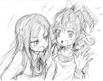  aida_mana annoyed blush bust dokidoki!_precure half_updo hishikawa_rikka kingin long_hair monochrome open_mouth panicking precure short_hair sketch sweatdrop traditional_media 