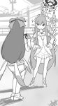  2girls camera character_request detached_sleeves dress eric_muentes gloves hair_ribbon hands_on_hips long_hair maid_headdress monochrome multiple_girls payot phantasy_star_online_2 pose ribbon thigh-highs very_long_hair 
