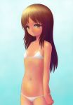  1girl bikini brown_eyes brown_hair flat_chest long_hair mitsu_(komainumilk) original swimsuit 
