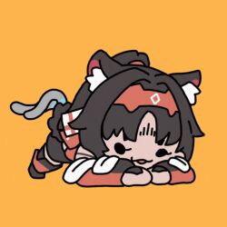  1girl all_fours animal_ears animated_gif cat_ears cat_pose long_hair nekomata nekomiya_mana sechi_(sechihyeo) zenless_zone_zero 