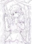  forest letty_whiterock monochrome nature sketch solo touhou tree wrr 