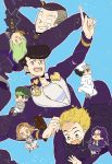  2girls 6+boys black_hair blonde_hair gakuran hazekura_mikitaka higashikata_jousuke hirose_kouichi jojo_no_kimyou_na_bouken kishibe_rohan kuujou_joutarou multiple_boys multiple_girls nccr nijimura_okuyasu pompadour school_uniform sugimoto_reimi yamagishi_yukako 