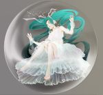  1girl aqua_hair dress floating gown green_hair hatsune_miku long_hair pipikuro solo twintails vocaloid white_dress 