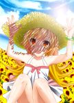  1girl blonde_hair dress hat long_hair monogatari_(series) nisemonogatari oshino_shinobu sakura_pino shade sun_hat yellow_eyes 