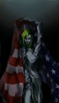  1girl american_flag dorasan007 funny_valentine green_hair jojo_no_kimyou_na_bouken long_hair solo steel_ball_run 