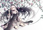  1girl cuivre dress flower frills hairband long_hair red_eyes rose rozen_maiden silver_hair solo suigintou wings 