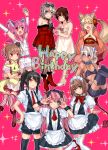  6+boys animal_ears apron black_hair black_legwear blonde_hair blue_eyes blush bow bowtie brown_eyes brown_hair bulge closed_eyes creature crossdressinging dark_skin demon demon_boy demon_tail dress english fangs flower fox_ears fox_tail frown garter_belt green_eyes hair_flower hair_ornament happy_birthday hat heart heart_hands heart_hands_duo highres holding horns japanese_clothes kimono lingerie lolita_fashion long_hair maid makuro male mary_janes multiple_boys navel necktie nipples open_mouth original panties pink_eyes pink_hair ponytail red_eyes ribbon shoes short_hair short_twintails shorts sitting skirt skirt_lift smile standing striped striped_legwear sweat tail thigh-highs tongue tongue_out trap twintails underwear v very_long_hair violet_eyes waitress white_hair white_legwear wink wrist_cuffs 