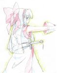  1girl bow hair_bow long_hair nakoruru oka_(bananashoe) samurai_spirits sketch solo sword weapon 