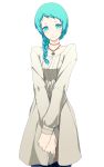  1girl aqua_eyes aqua_hair braid cowboy_shot dress highres jewelry long_hair looking_at_viewer necklace persona persona_3 persona_4:_the_ultimate_in_mayonaka_arena smile solo yamagishi_fuuka 