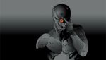  1boy cyborg gears gray_fox hand_over_face lowres metal metal_gear_solid official_art shinkawa_youji 