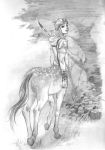  1boy centaur deer goimago graphite_(medium) hat hoodie johnny_joestar jojo_no_kimyou_na_bouken monochrome solo steel_ball_run traditional_media 